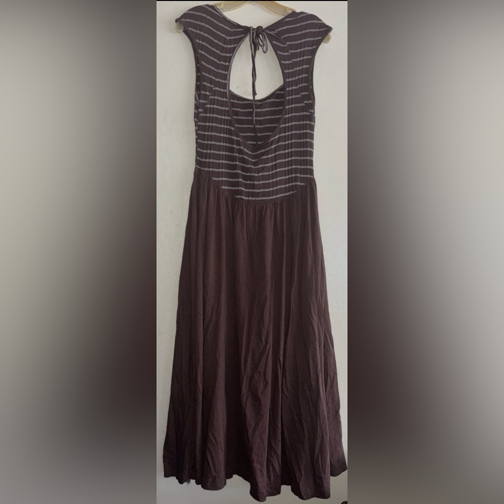 Free People Alana Brown White Open-Back Striped